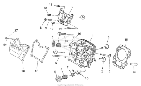 Cylinder Head Diagram and Parts List for 1959-0  Briggs and Stratton Generator